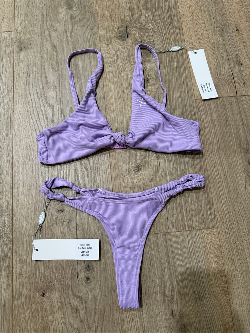 Boutine LA - Lilac Ribbed Knot-Front Bikini Set